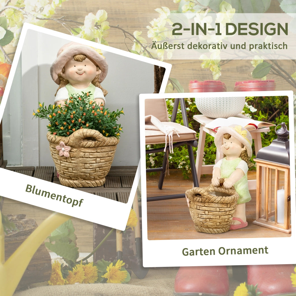 Figura da giardino M?dchen mit Blumenkorb ¨C zephmum ¨C 20x30x40 cm