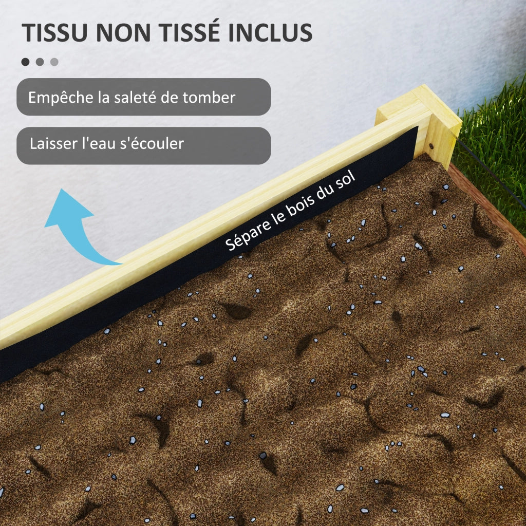 Giardino rialzato in legno con pannelli acrilici e fori drenaggio ¨C zephmum ¨C 75x46x60.5 cm naturale