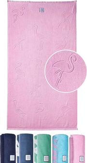 Lettino per Spiaggia Flamingo, lettino per spiaggia - XXL 100x180 cm, rosso, 100% cotone, certificato, prodotto in modo sostenibile in Portogallo