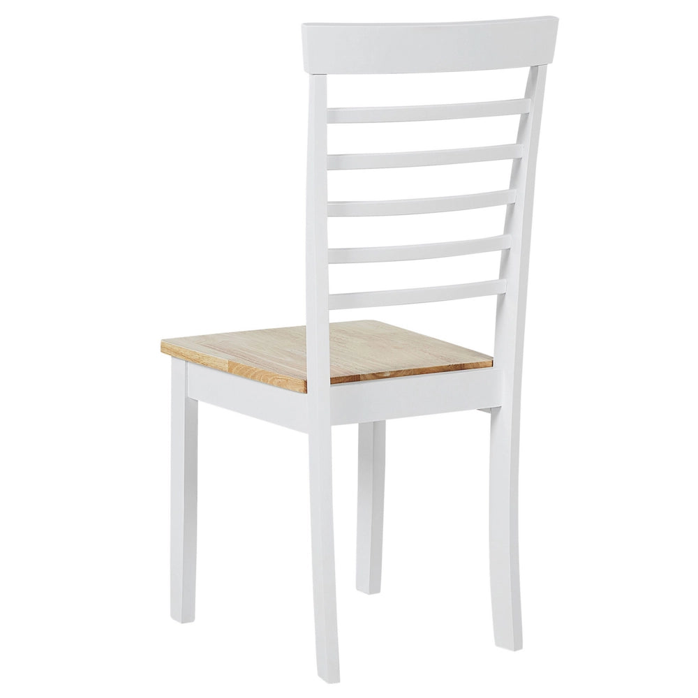 Set di 2 sedie da pranzo in legno chiaro e legno bianco in gomma con sedile senza braccioli