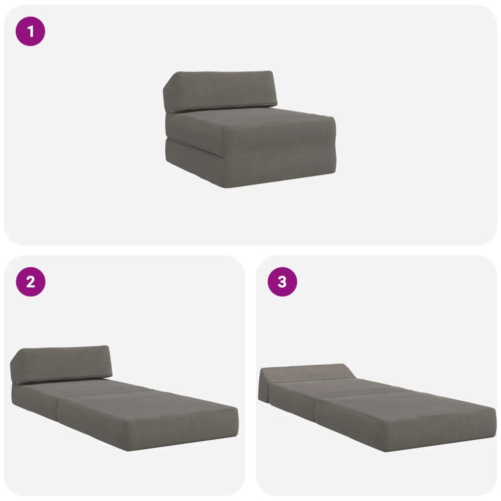 Divano Letto Pieghevole Grigio Chiaro 60 x 70 x 41 cm Tessuto