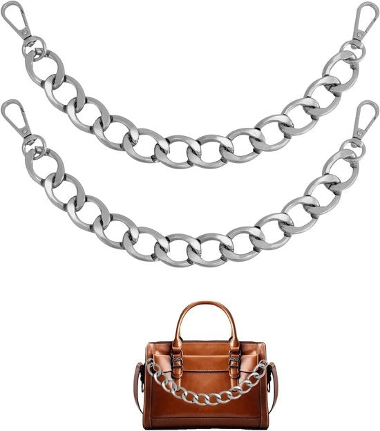 Tas Verlengketting 31cm in Alluminio per Borse a Tracolla, Riem di Sostituzione per Portafoglio e Borse a Spalla (Argento)