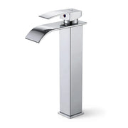 Rubinetto lavabo alto a cascata cromato da appoggio miscelatore bagno EVIO