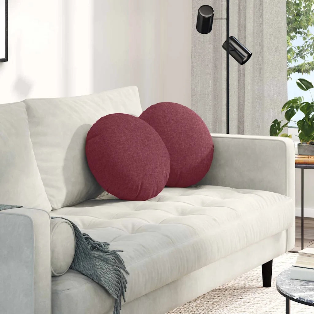 Cuscini per Seduta 2 pcs Rosso Vino Ø40 x 13 cm Tessuto