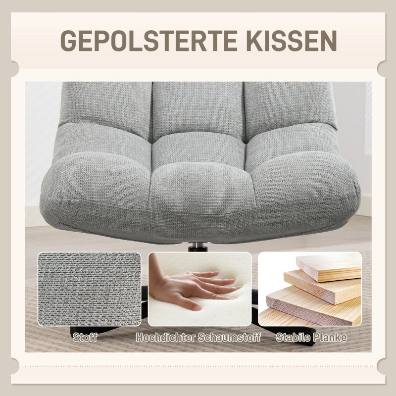 POLTRONA Girevole 75 cm Chenille Grigio Chiaro