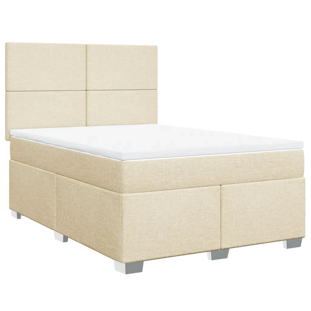 vidaXL Giroletto a Molle con Materasso Crema 140x200 cm in Tessuto