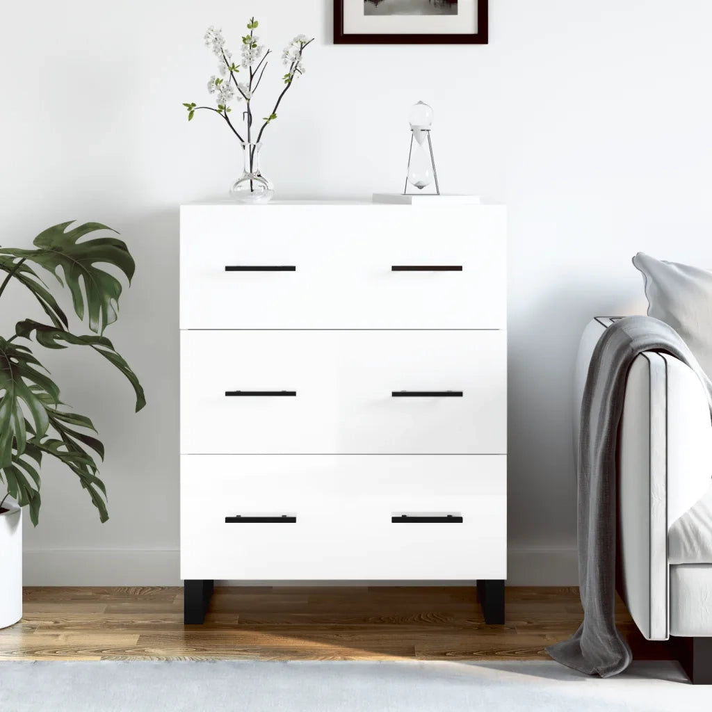 Credenza-Buffet-Armadio da cucina 69,5x34x90 cm in Legno Multistrato Bianco Lucido 640168