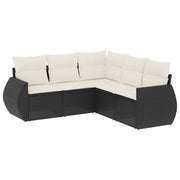 Set Divani da Giardino 5 pz | Set Salotto da Giardino con Cuscini in Polyrattan Nero