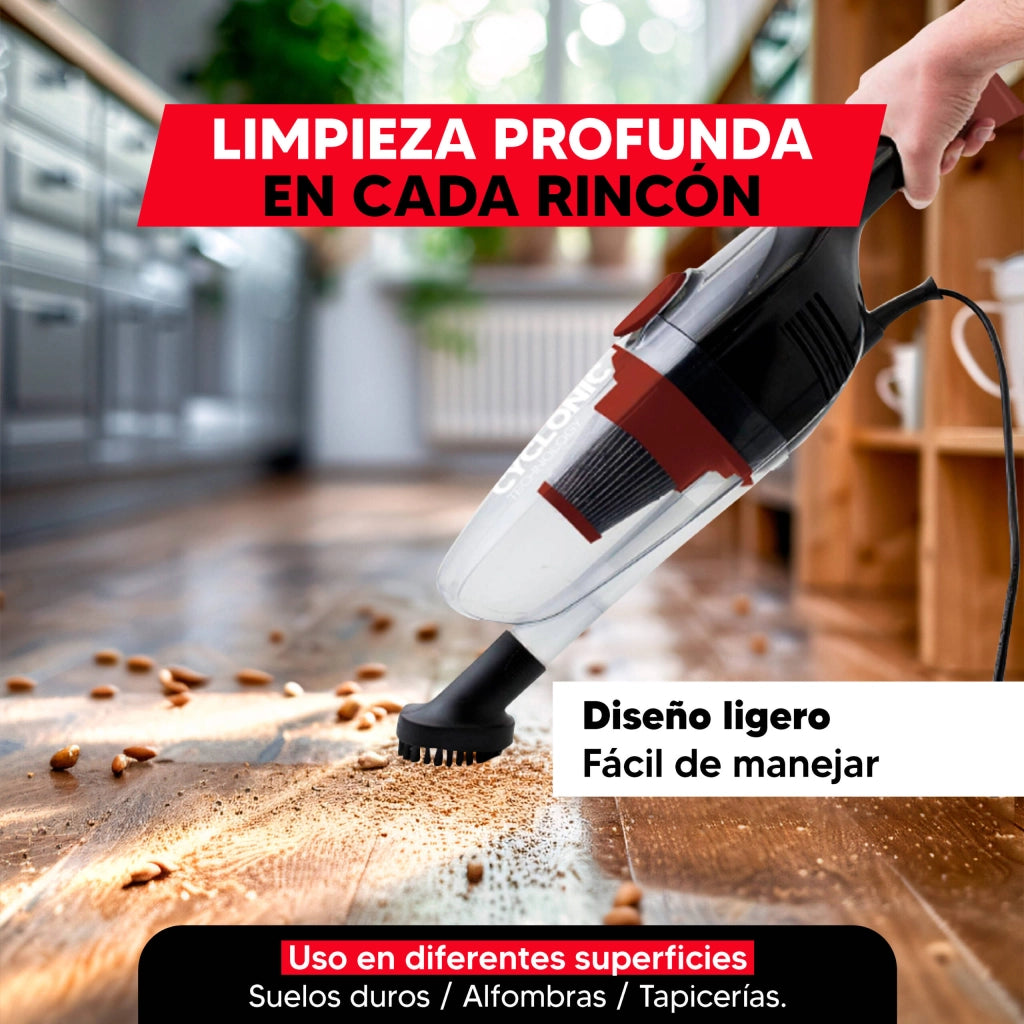 Aspirapolvere ciclonico 2in1 verticale e portatile, senza sacco 600W, filtro HEPA contenitore 0,8L pulizia casa - SOGO