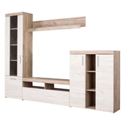 Mobile Soggiorno Oggiono, Parete Attrezzata Modulabile, 262x35x195h cm Bianco Larice