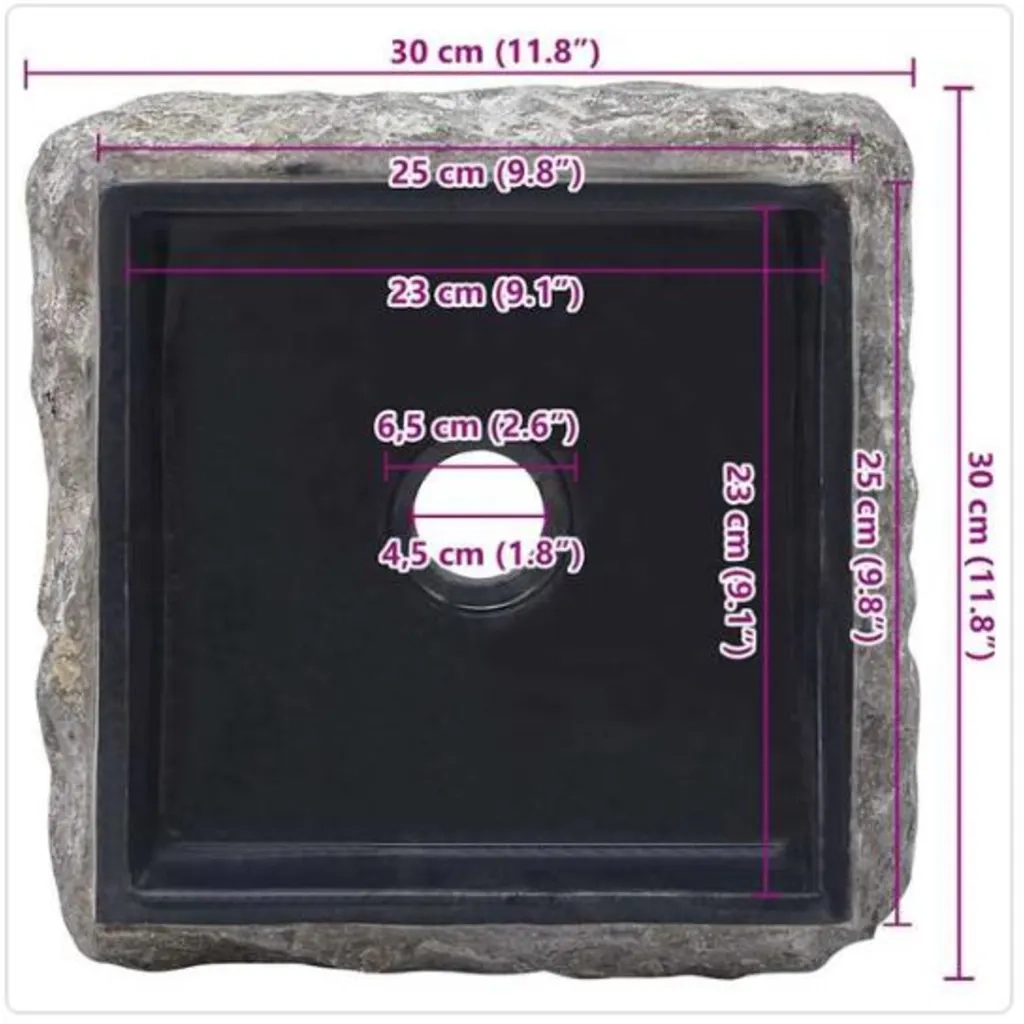 Lavandino Nero 30x30x13 cm in Marmo CFW4963014