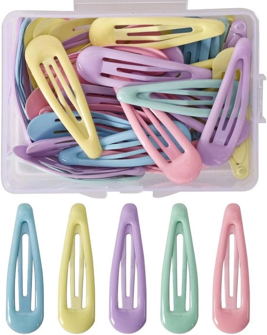 Haarspilla metallica 5 cm per ragazze, donne e bambini - Accessori capelli con chiusura a click - Metallo colorato (macarone)