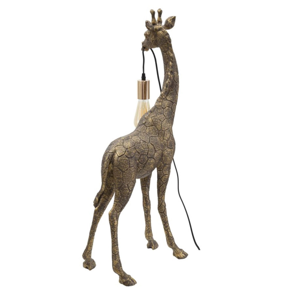 Lampada da Tavolo Giraffa, Oro, Poliresina, 40x22x80 cm