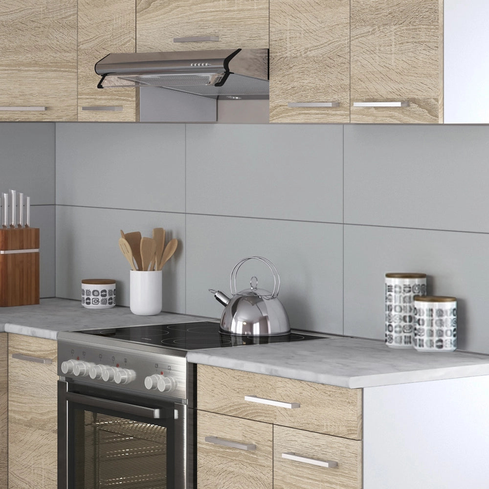 Cucina ad angolo Rick Sonoma/Bianco 207 x 60 cm, PL Marmo con striscia LED Vicco
