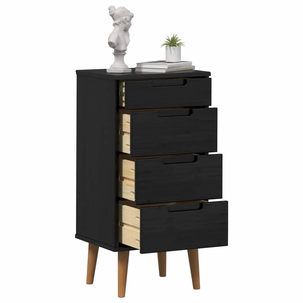 Cassettiera MOLDE Nero 40 x 35 x 82 cm Legno Massello di Pino 42020935