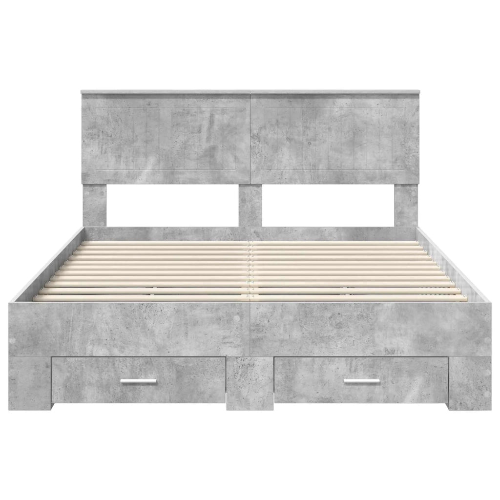 Struttura del letto con testiera Grigio cemento 140 x 200 cm