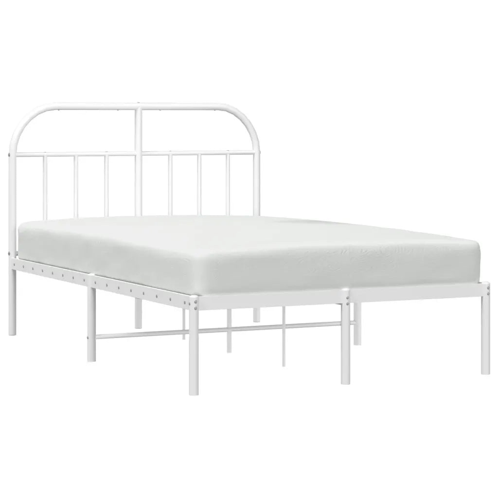 Giroletto con Testiera-Struttura Letto con testiera Metallo Bianco 120x190 cm 684919