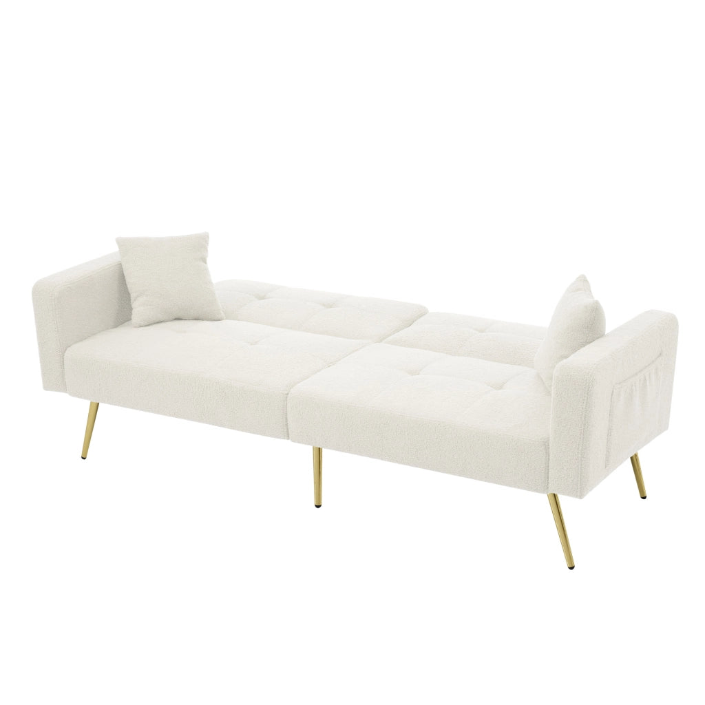 DIVANO LETTO Reclinabile 175x64x72 cm Sherpa Bianco