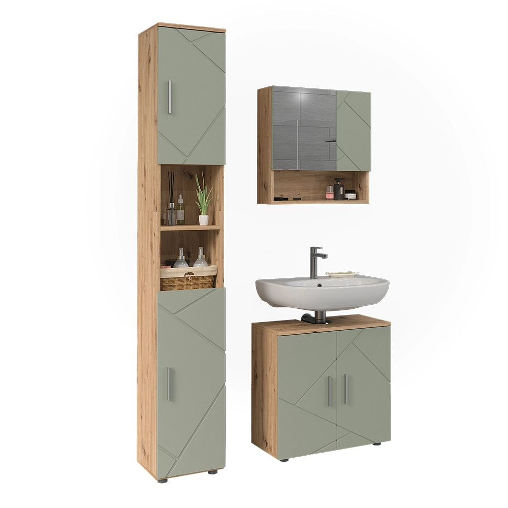 Vicco Set di mobili da bagno Verde salvia 3 parti