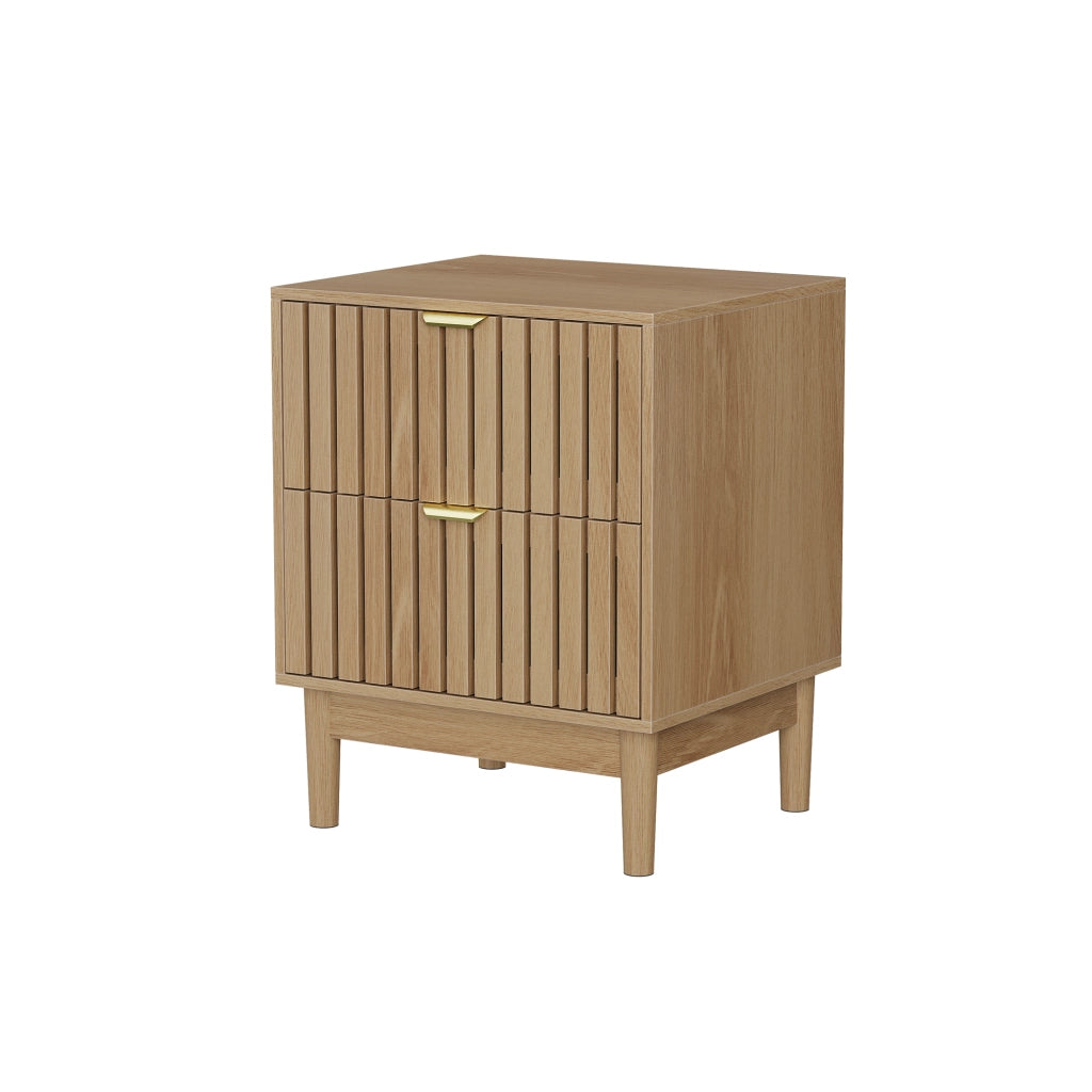 Comodino Mid-Century Modern ¨C MINIMAL ¨C Legno, 2 Cassetti, 45x39x56,5 cm