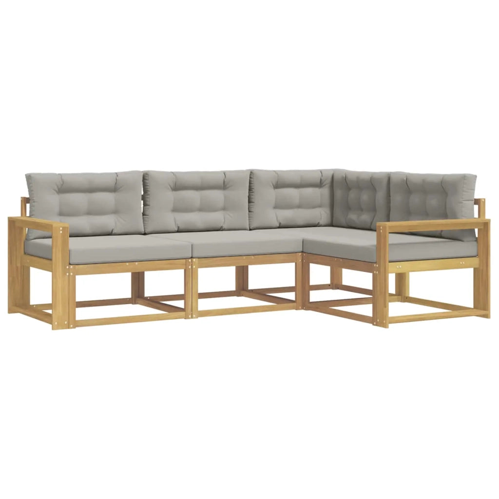 Set di divani da esterno 3 pz Bianco e Grigio Chiaro Poliestere 3386380