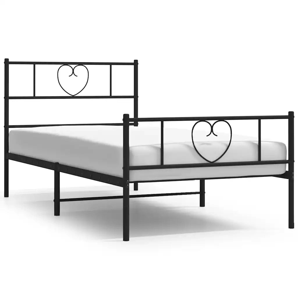 Giroletto con Testiera e Pediera-Struttura Letto Metallo Nero 100x190 cm 345043