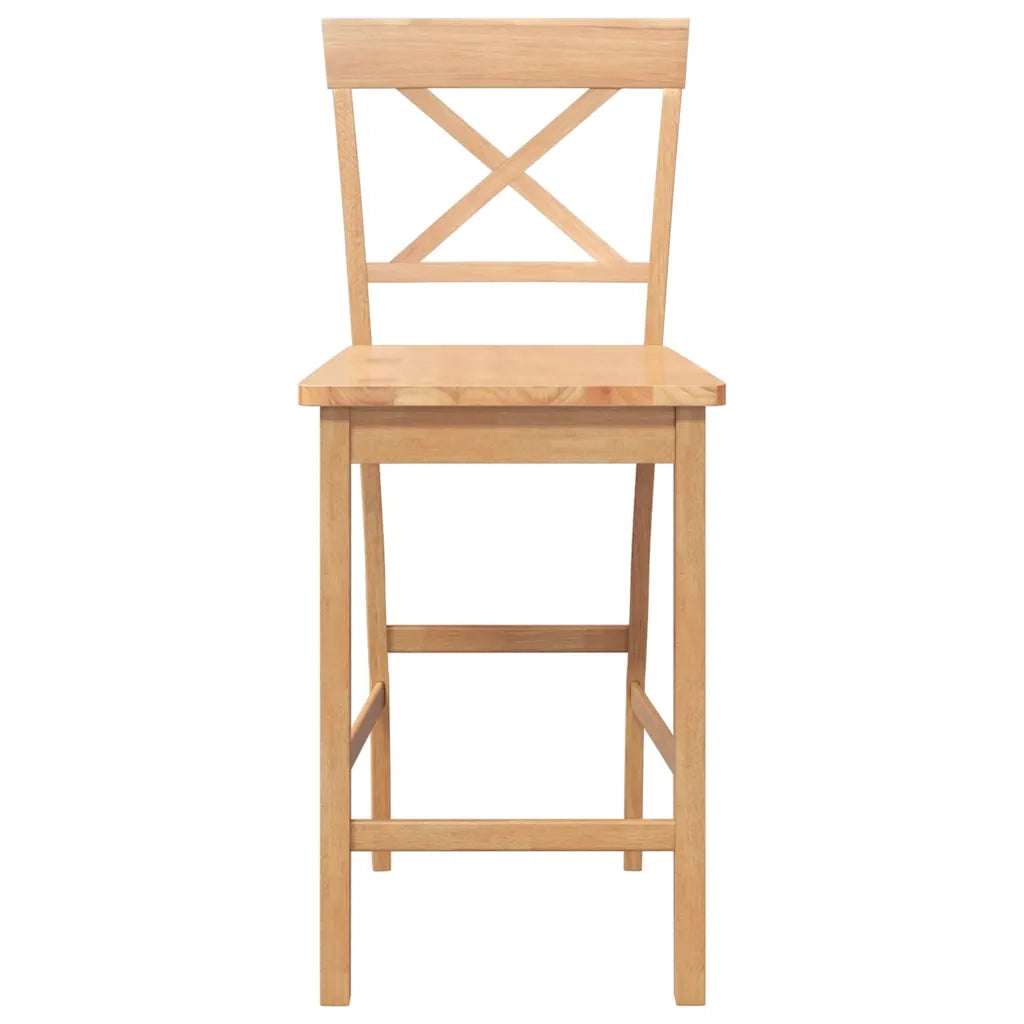 Sgabelli da Bar 2 pz Naturale Legno Massello di Hevea 4102550