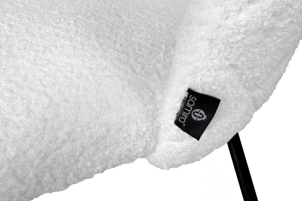 Sgabello cucina imbottito, sgabello alto in tessuto bouclè bianco piede nero – Nicole - SG08NIPN-B