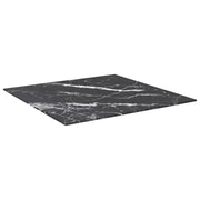 Piano Tavolo Nero 60x60 cm 6 mm Vetro Temperato Design Marmo 322271