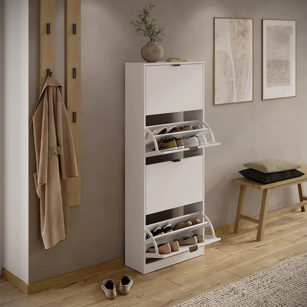 Scarpiera da ingresso Gizmo Bianco/Nero 59 x 146.6 cm con 4 scomparti Vicco