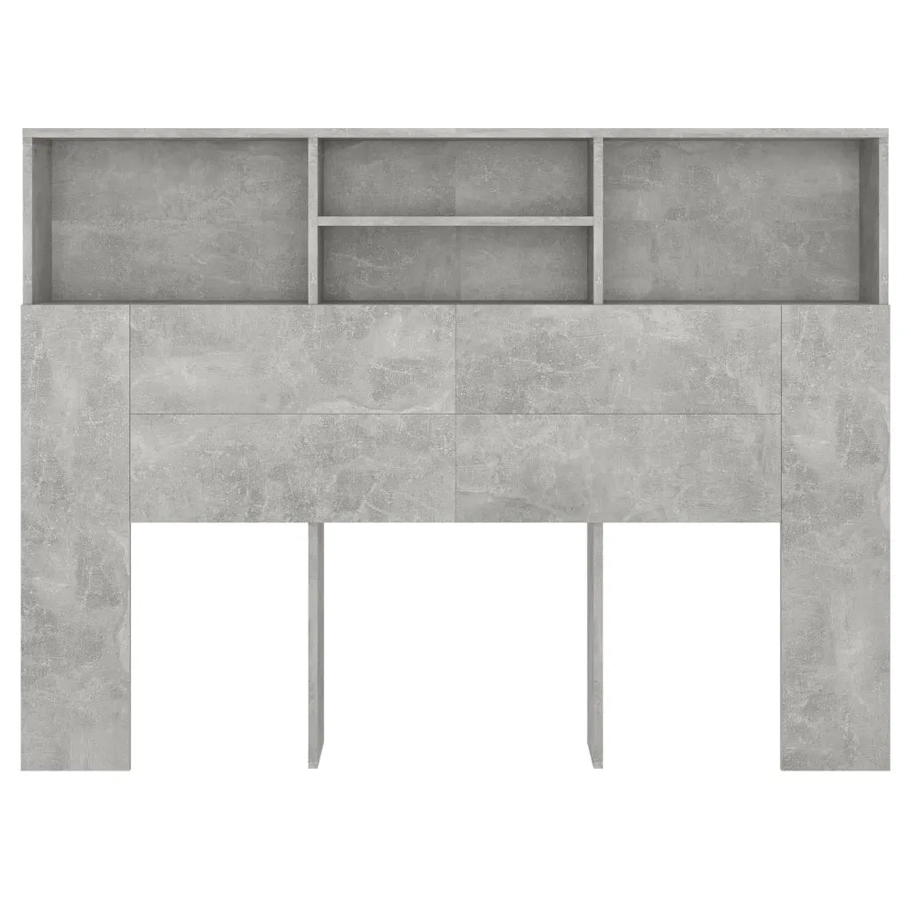 Testiera con Scomparti-Testata con Ripiani Grigio Cemento 140x19x103,5 cm