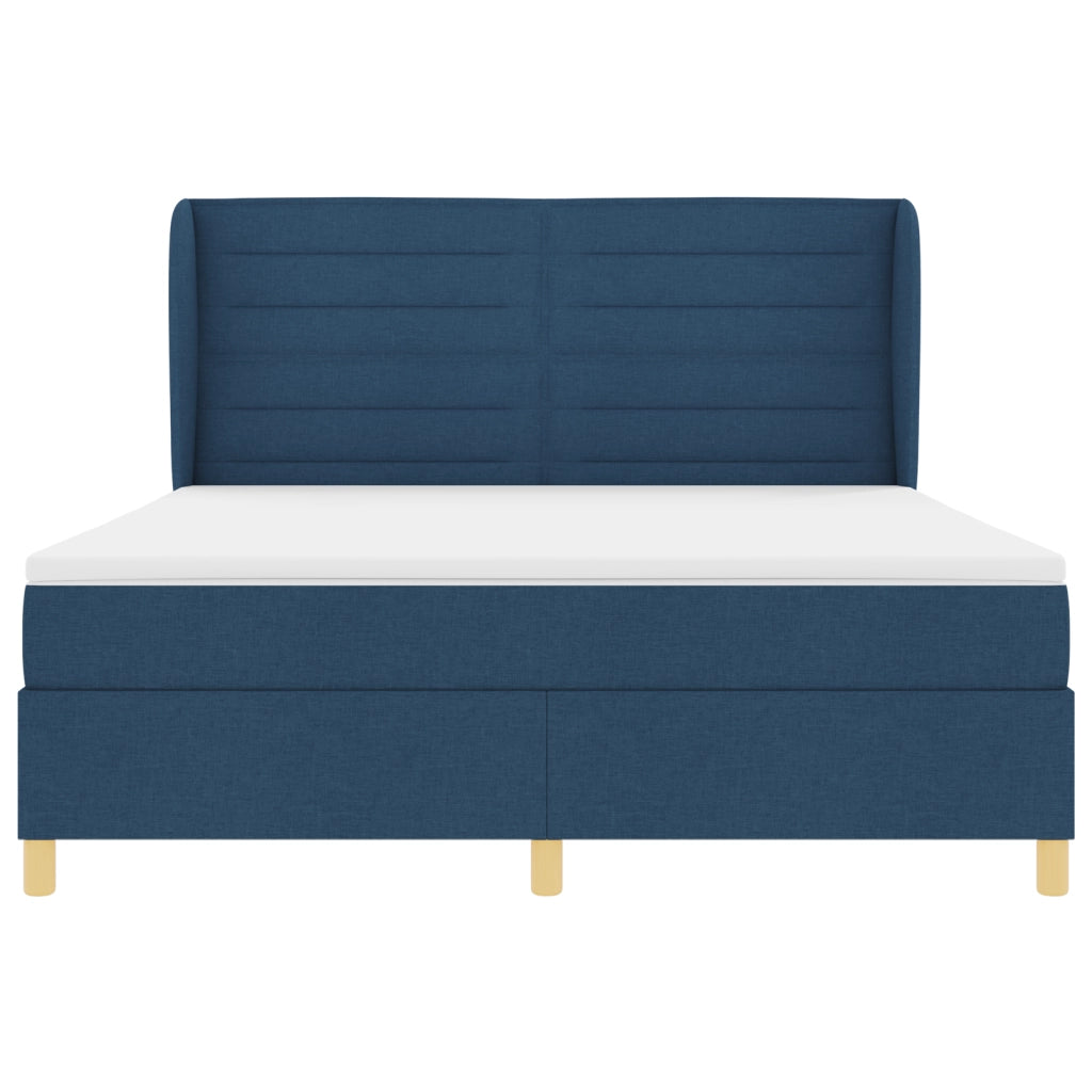 Letto Box Spring  con Materasso Blu, 180x200 cm, Tessuto