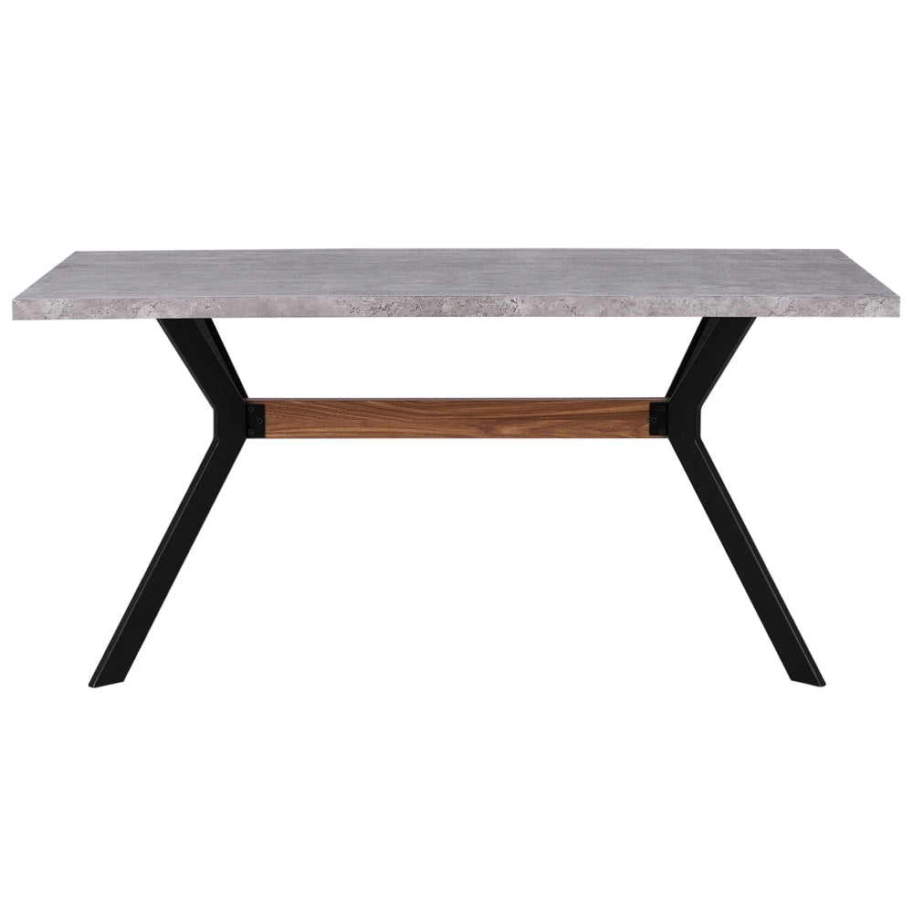 Tavolo da pranzo effetto cemento 160 x 90 cm gambe in metallo Nero cucina industriale