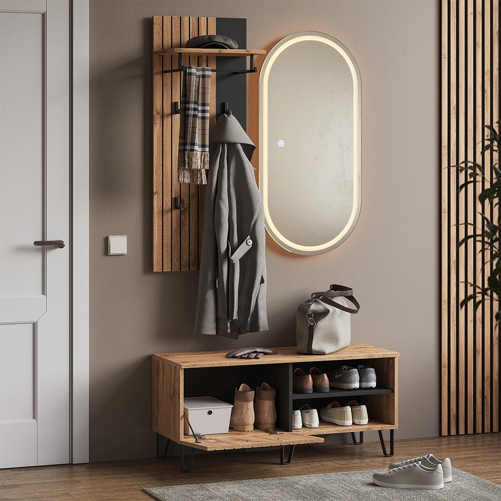 Vicco Armadio da ingresso Quercia Wotan 100 x 100 cm 3 parti