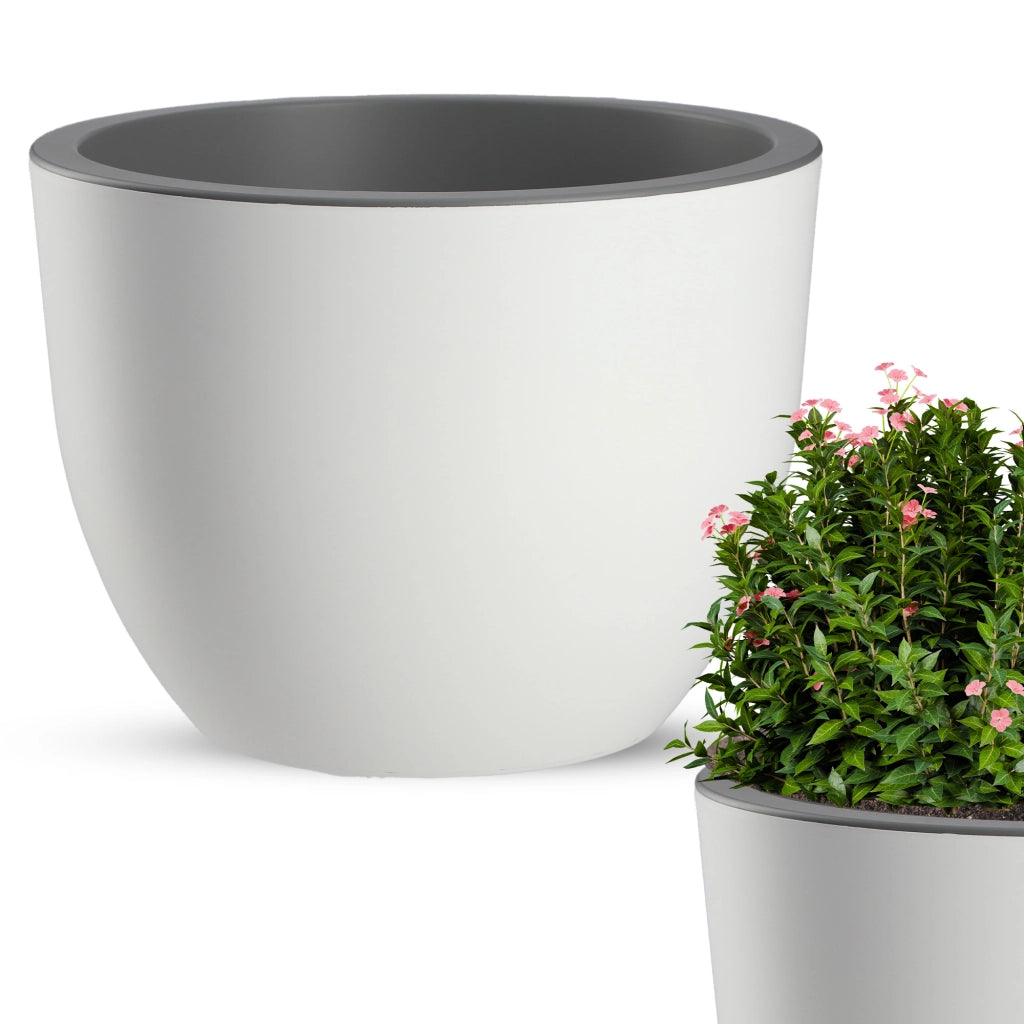 KADAX Vaso da fiori da giardino, copertura rotonda 30 cm, bianca