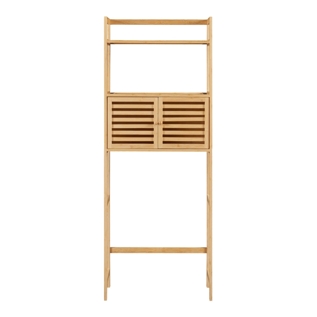 Scaffale dal design senza tempo per soggiorno camera da letto o bagno 158 x 60 x 26 cm bambù naturale 03_0011187