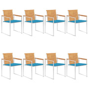 Sedie da Giardino con Cuscini 8 pz in Legno Massello di Teak cod mxl 8691