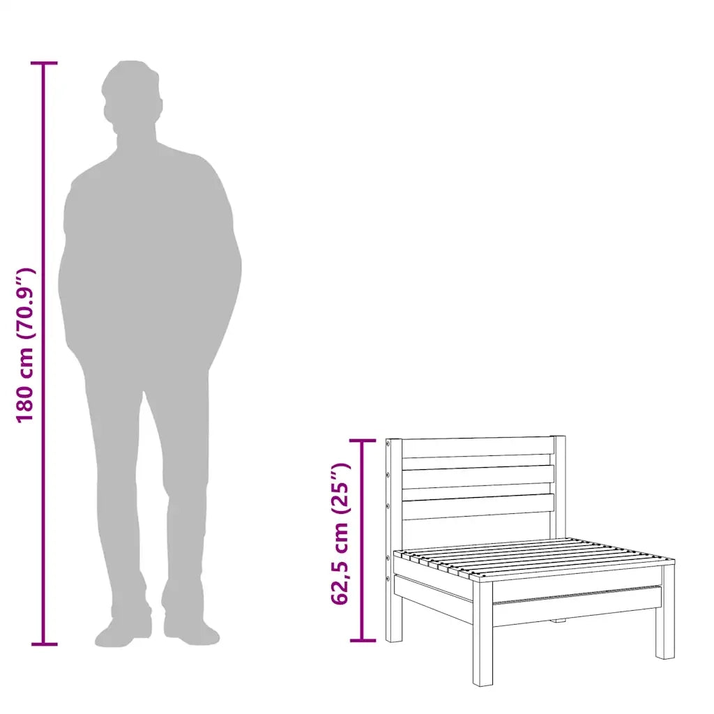 Divano da esterno-Divani Senza Braccioli Giardino 4pz Marrone Cera Massello Pino