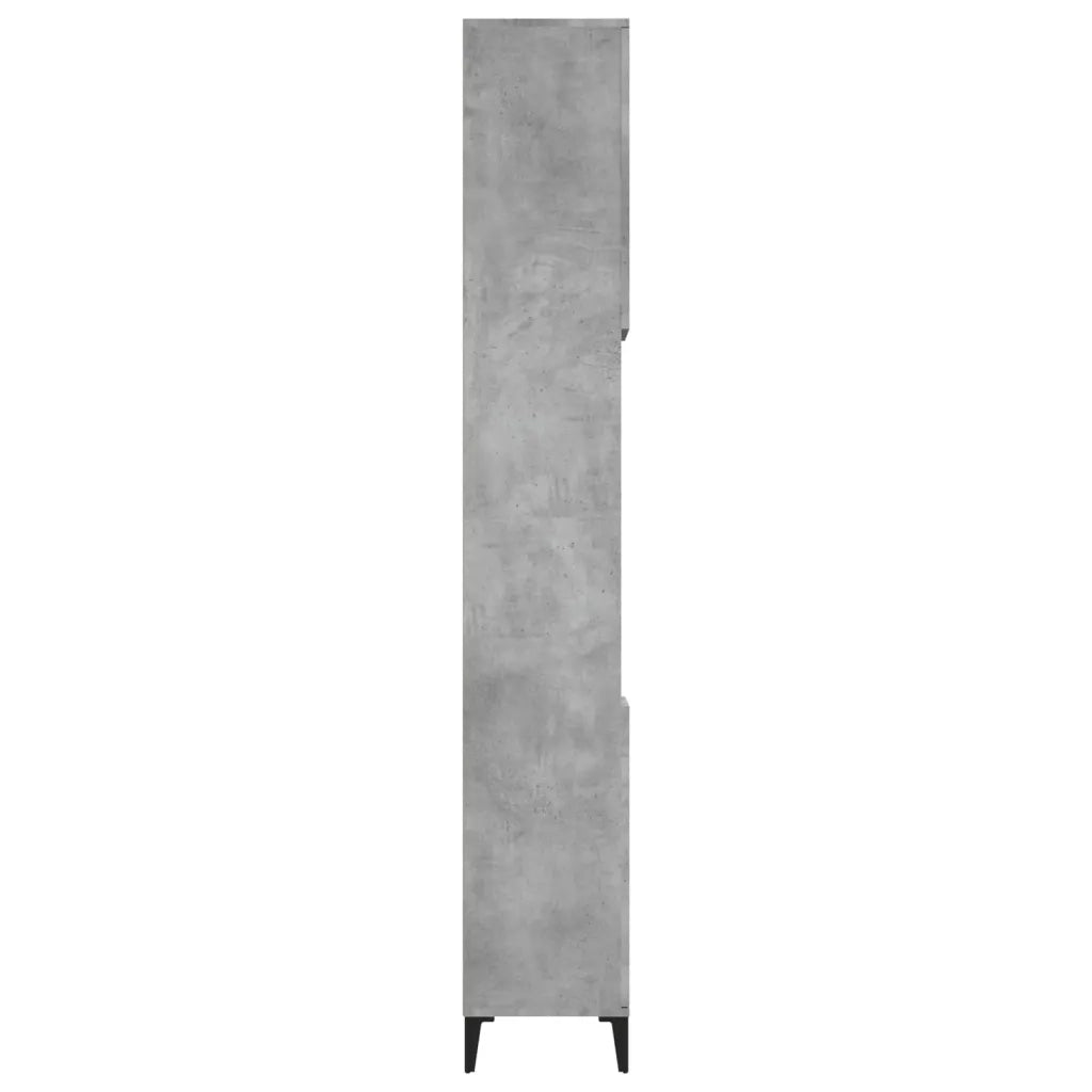 Mobiletto da bagno moderno 30 x 30 x 190 cm con 2 ripiani e gambe in metallo in legno grigio cemento 02_0048400