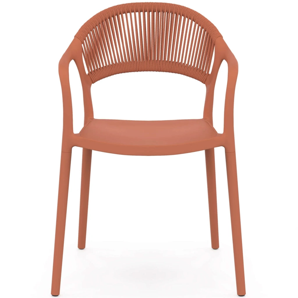 IDMarket - Set di 4 sedie da giardino impilabili ODELIA in polipropilene e corda di terracotta