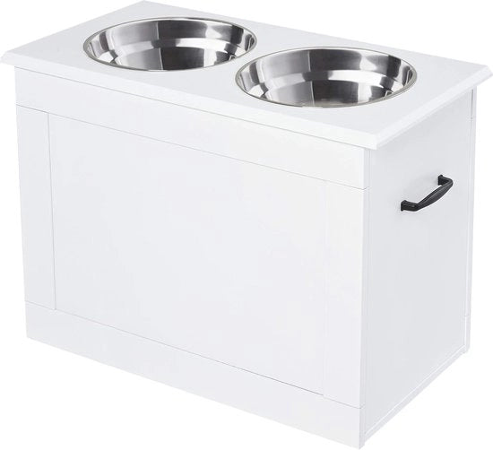 Stazione di Alimentazione per Cani con Spazio di Deposito e 2 Ciotole in Acciaio Inossidabile - Progetto Elevato per Cani di Grande Taglia