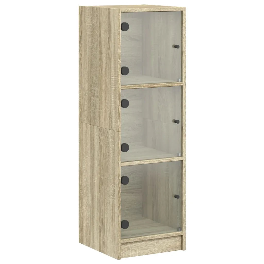 Credenza | Madia | Buffet da pranzo | Armadio da pranzo con Ante in Vetro Rovere Sonoma 35x37x109 cm