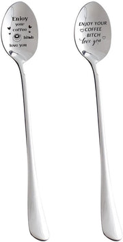 Caffè e Tè in Stagno di Acciaio Inossidabile - 2 pezzi - Regalo per Amici/Coppie - Design Unico - Duraturo - Adatto per Bevande Calde/Fredde - Cucchiaio da Tè