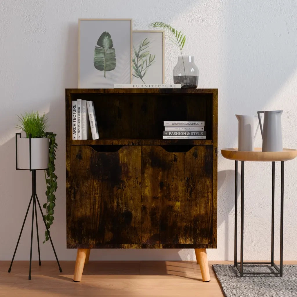 Credenza-Buffet-Armadio da cucina Rovere Fumo 60x30x72 cm in Legno Multistrato