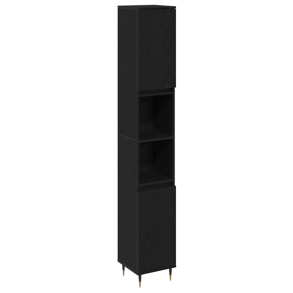 Set di mobili per il bagno 3 pezzi Rovere Nero Legno ingegnerizzato