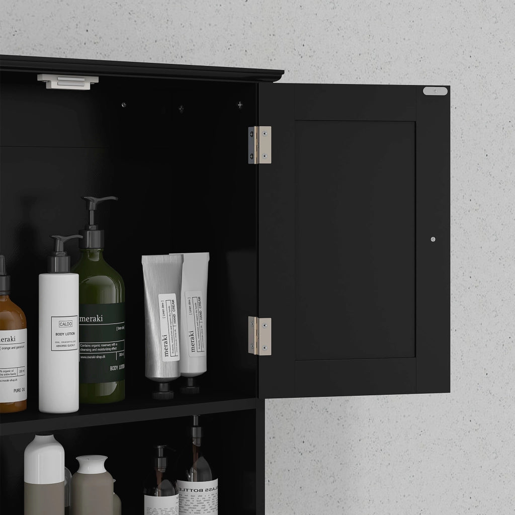 Armadietto Bagno Sospeso con 2 Ante e 2 Cassetti ¨C Zephmum ¨C Nero 50.8x17.8x66 cm