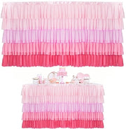 Decorazione per tavolo 6 strati chiffon - Gradiente rosa - Decorazione per festa di compleanno - Tavolo decorativo - Dimensioni 1820 x 780 x 3 mm