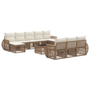 Set Divano da Giardino 11 pcs Beige e Bianco Crema polyrattan 3435555