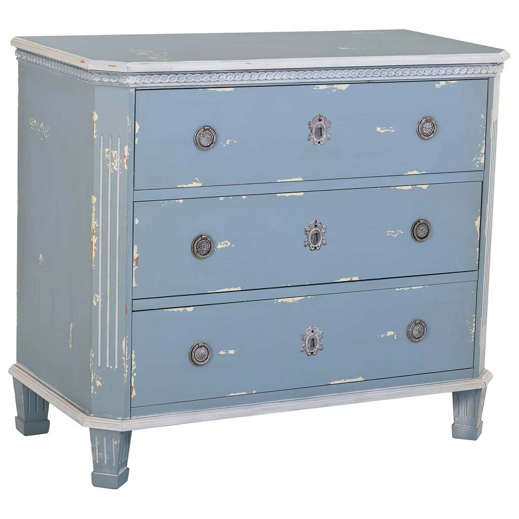 Cassettiera in legno blu con 3 cassetti 92x46x81h cm
