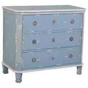 Cassettiera in legno blu con 3 cassetti 92x46x81h cm